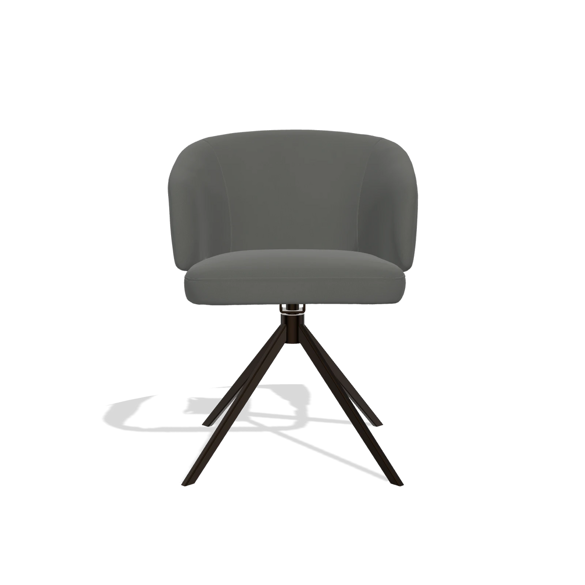 Dining Chair Elise 6612 in Leather B945 (dark grey), espresso swivel base, front view