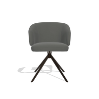 Dining Chair Elise 6612 in Leather B945 (dark grey), espresso swivel base, front view