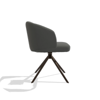 Dining Chair Elise 6612 in Leather B945 (dark grey), espresso swivel base, side view