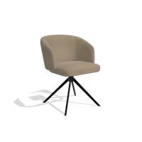 Sedia da pranzo Elise 6612 in Pelle B968 (tortora), base girevole in nero, vista angolata