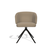 Sedia da pranzo Elise 6612 in Pelle B968 (tortora), base girevole in nero, vista frontale