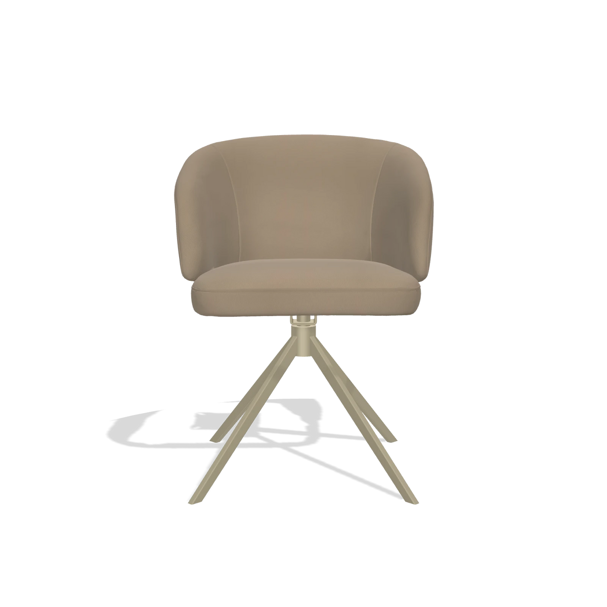 Sedia da pranzo Elise 6612 in Pelle B968 (tortora), base girevole in champagne, vista frontale