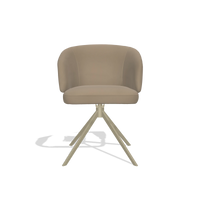 Sedia da pranzo Elise 6612 in Pelle B968 (tortora), base girevole in champagne, vista frontale