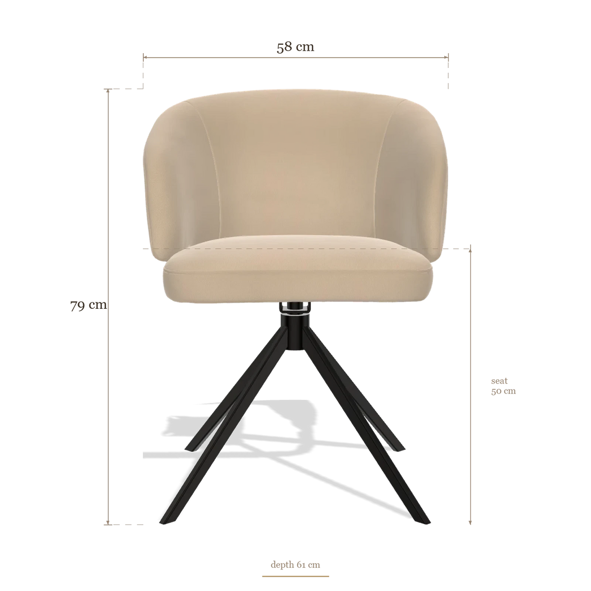 Sedia da pranzo Elise 6612, dimensioni 58 x 61 x 79 cm