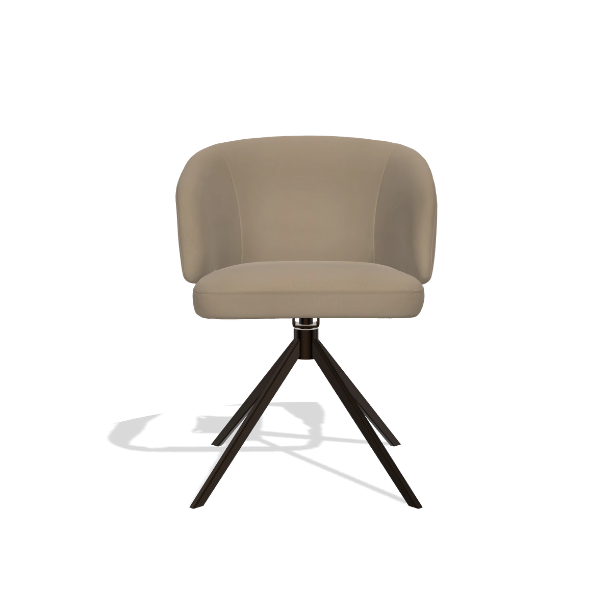 Sedia da pranzo Elise 6612 in Pelle B968 (tortora), base girevole in espresso, vista frontale