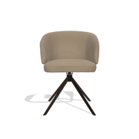 Sedia da pranzo Elise 6612 in Pelle B968 (tortora), base girevole in espresso, vista frontale
