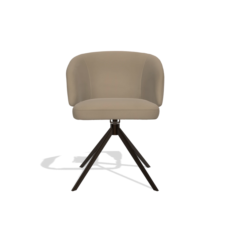 Sedia da pranzo Elise 6612 in Pelle B968 (tortora), base girevole in espresso, vista frontale