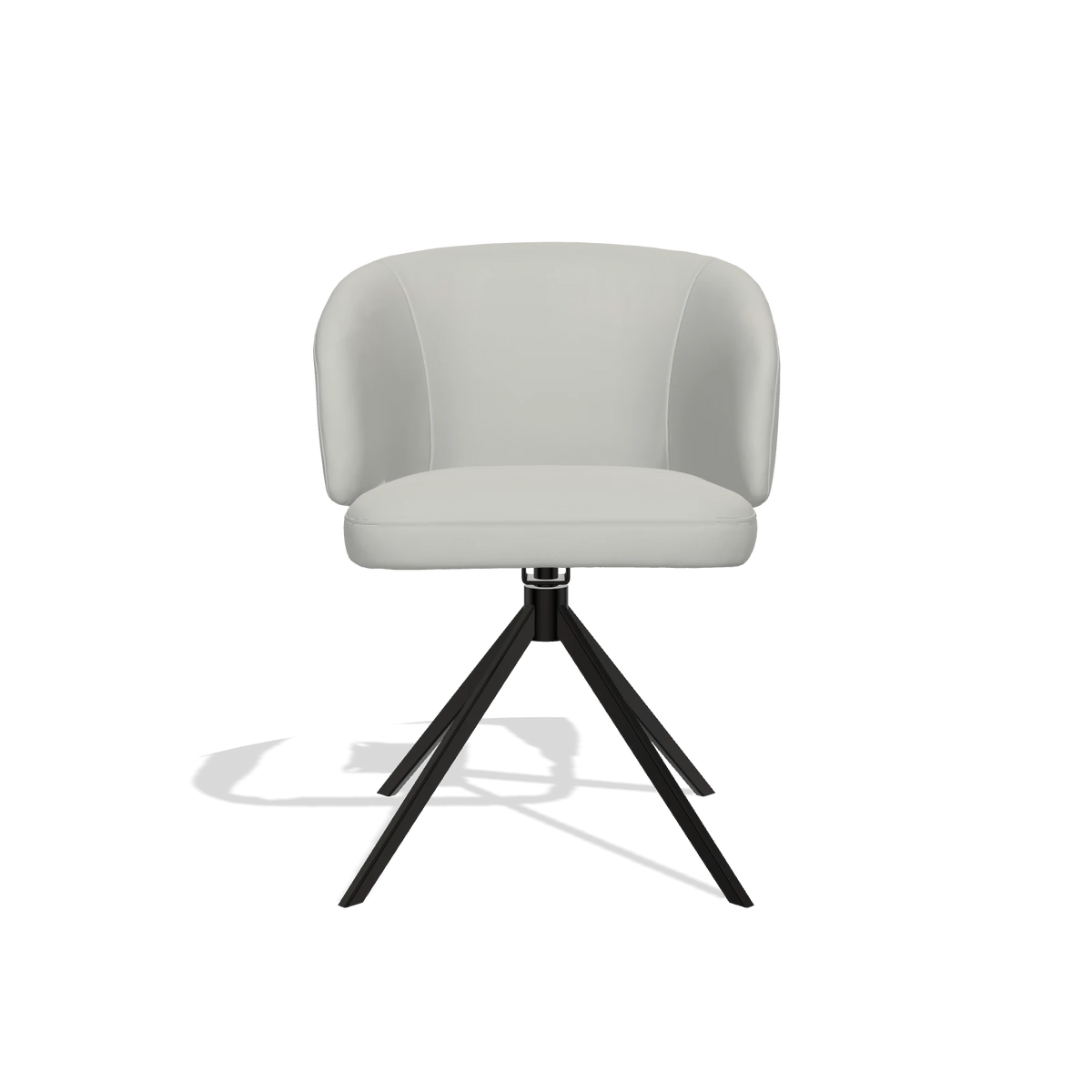 Silla de comedor Elise 6612 en Piel B970 (gris claro), base giratoria en negro, vista frontal