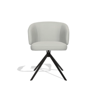 Silla de comedor Elise 6612 en Piel B970 (gris claro), base giratoria en negro, vista frontal