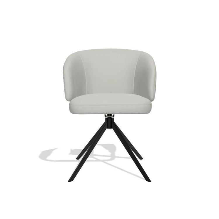 Silla de comedor Elise 6612 en Piel B970 (gris claro), base giratoria en negro, vista frontal