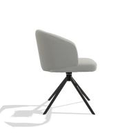 Silla de comedor Elise 6612 en Piel B970 (gris claro), base giratoria en negro, vista lateral