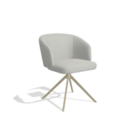 Silla de comedor Elise 6612 en Piel B970 (gris claro), base giratoria en champán, vista en ángulo