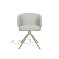 Silla de comedor Elise 6612 en Piel B970 (gris claro), base giratoria en champán, vista frontal