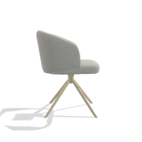 Silla de comedor Elise 6612 en Piel B970 (gris claro), base giratoria en champán, vista lateral