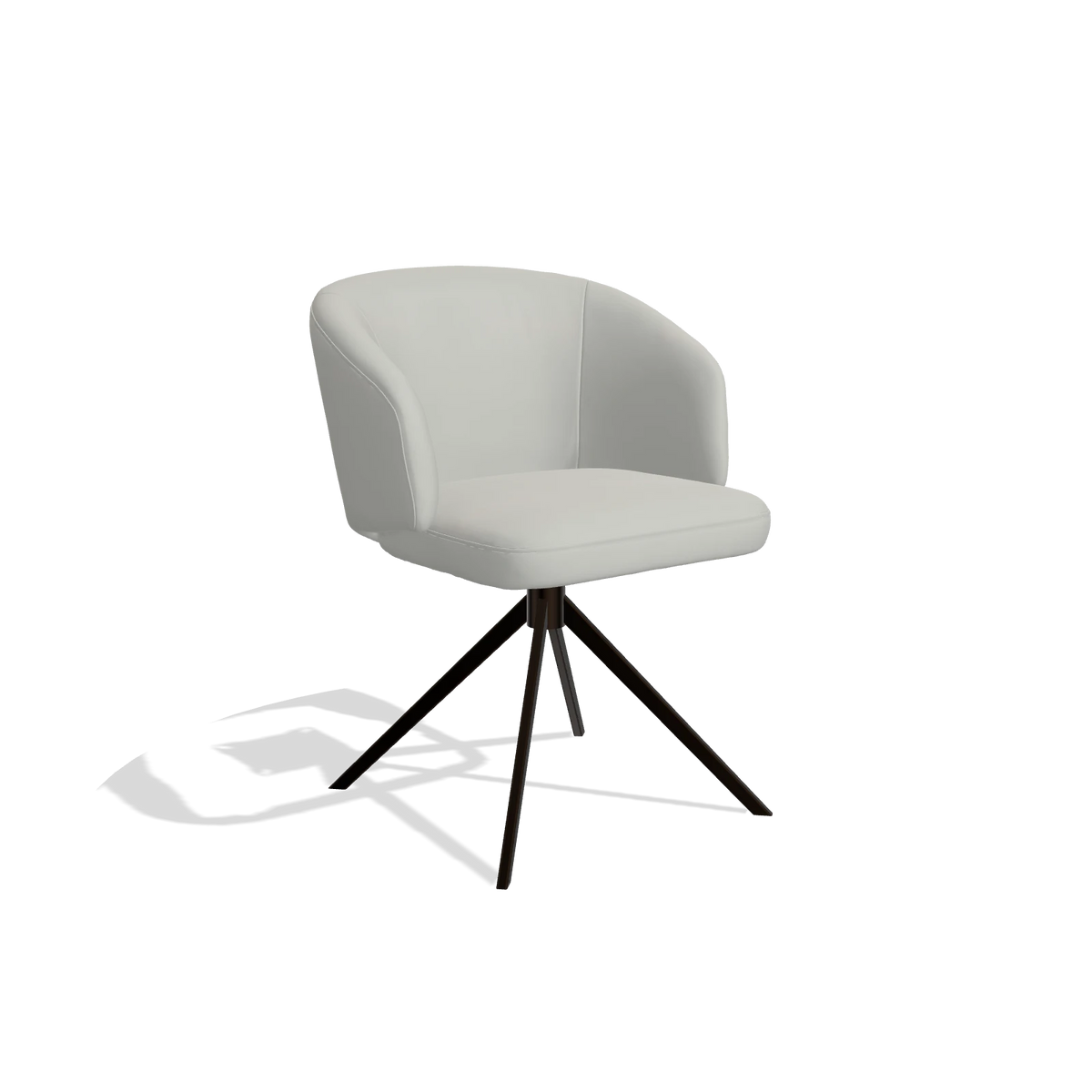 Silla de comedor Elise 6612 en Piel B970 (gris claro), base giratoria en espresso, vista en ángulo