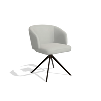 Silla de comedor Elise 6612 en Piel B970 (gris claro), base giratoria en espresso, vista en ángulo