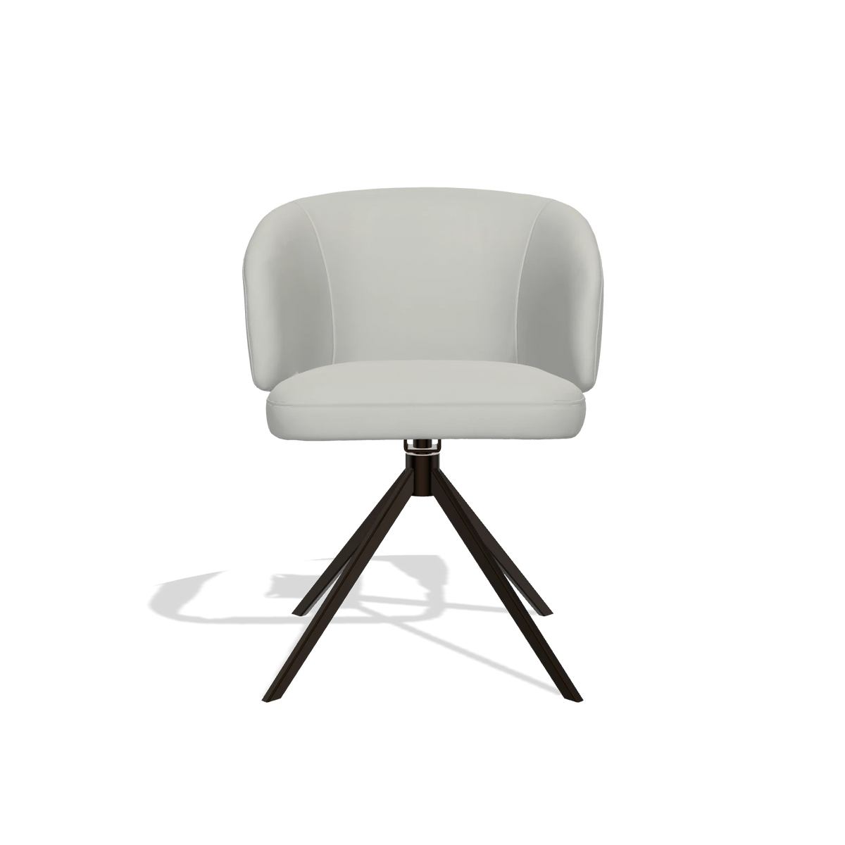 Silla de comedor Elise 6612 en Piel B970 (gris claro), base giratoria en espresso, vista frontal