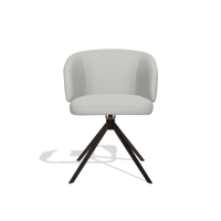 Silla de comedor Elise 6612 en Piel B970 (gris claro), base giratoria en espresso, vista frontal