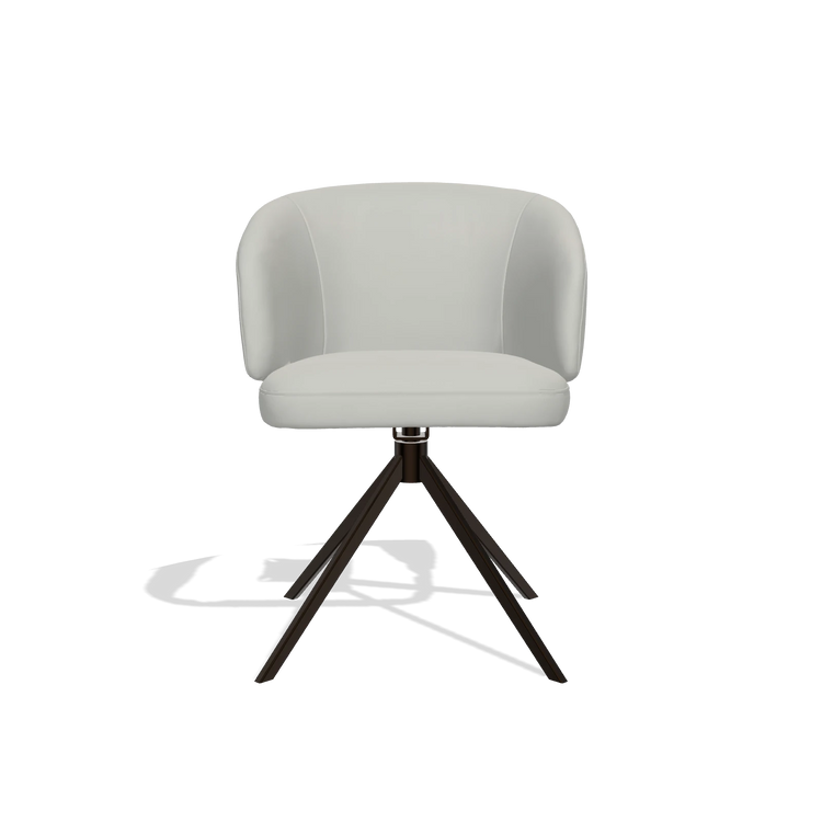 Silla de comedor Elise 6612 en Piel B970 (gris claro), base giratoria en espresso, vista frontal
