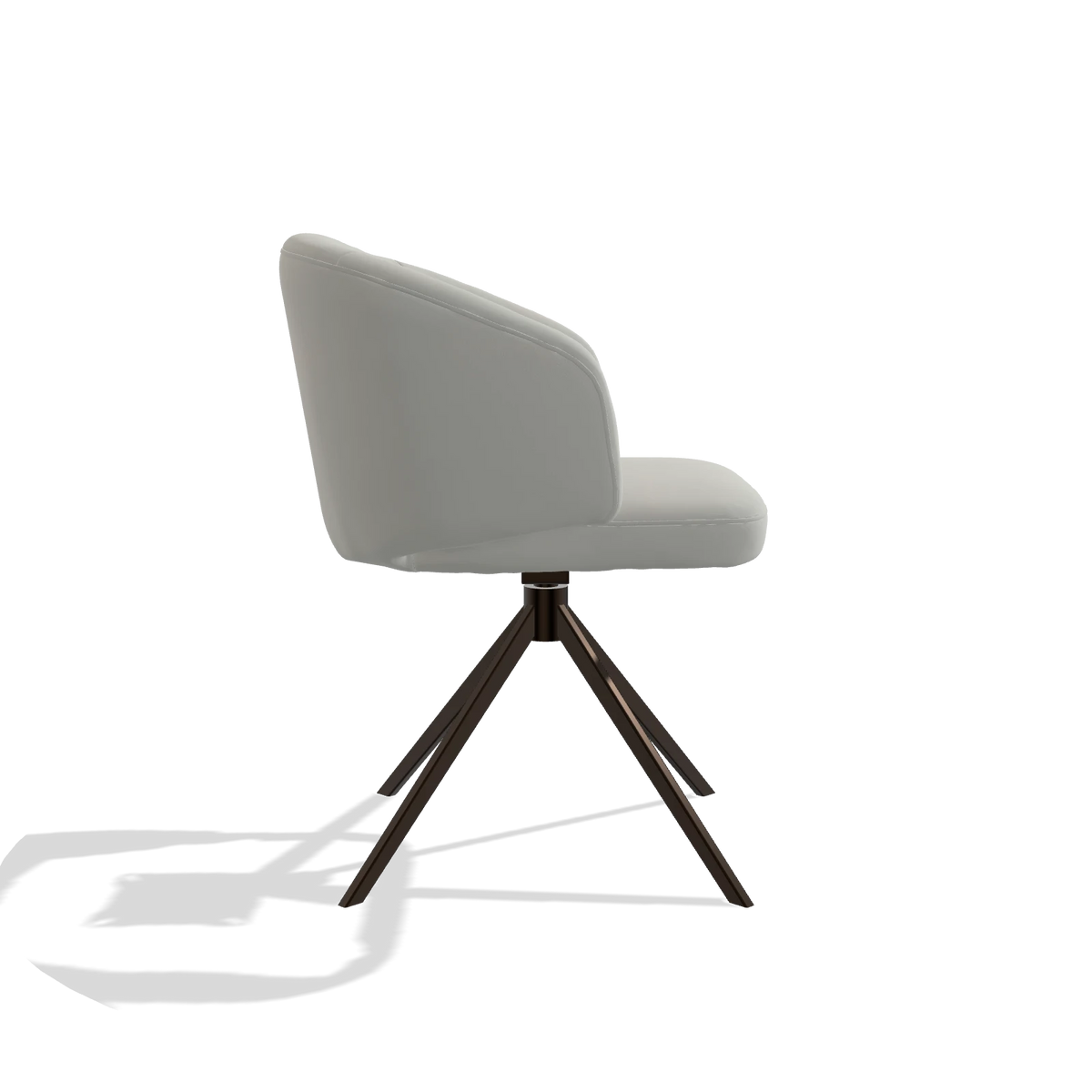 Silla de comedor Elise 6612 en Piel B970 (gris claro), base giratoria en espresso, vista lateral