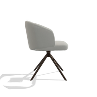 Silla de comedor Elise 6612 en Piel B970 (gris claro), base giratoria en espresso, vista lateral