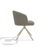 Chaise de salle à manger Elise 6612 en tissu Lodge 05 (taupe), pied pivotant en champagne, vue de profil