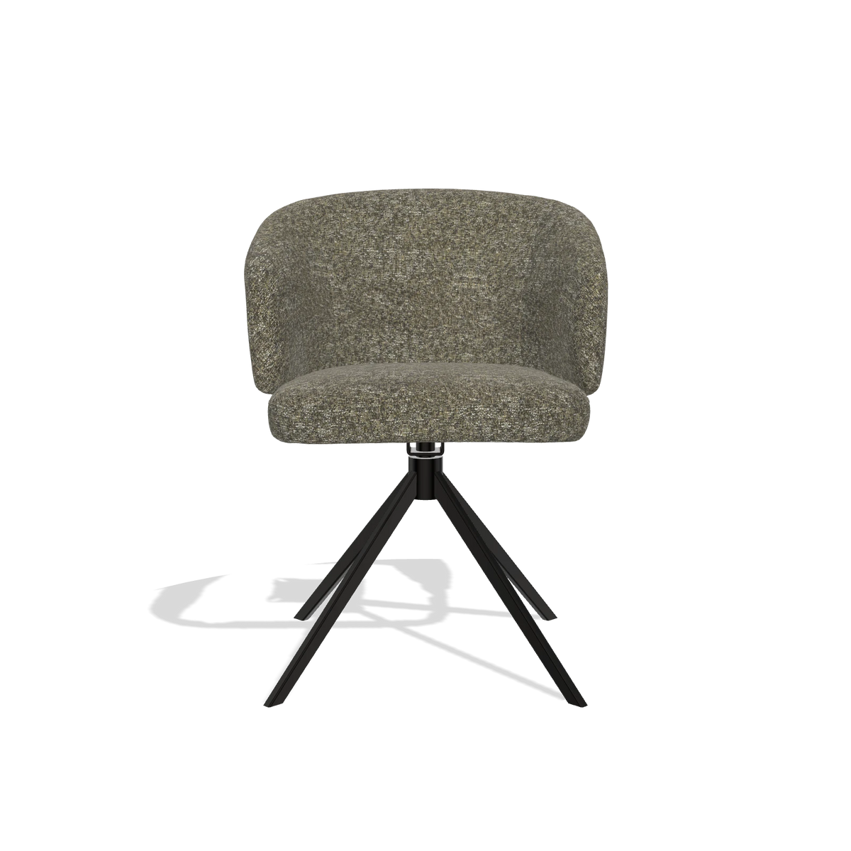 Dining Chair Elise 6612 in Oasis 88 fabric (brown), black swivel base, front view