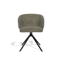 Dining Chair Elise 6612 in Oasis 88 fabric (brown), black swivel base, front view