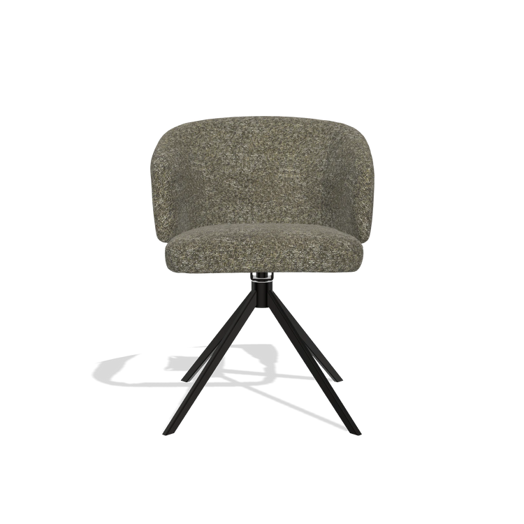 Dining Chair Elise 6612 in Oasis 88 fabric (brown), black swivel base, front view