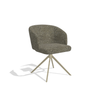 Dining Chair Elise 6612 in Oasis 88 fabric (brown), champagne swivel base, angled view