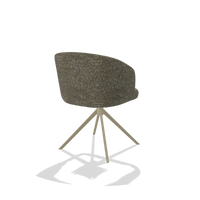 Dining Chair Elise 6612 in Oasis 88 fabric (brown), champagne swivel base, back angled view