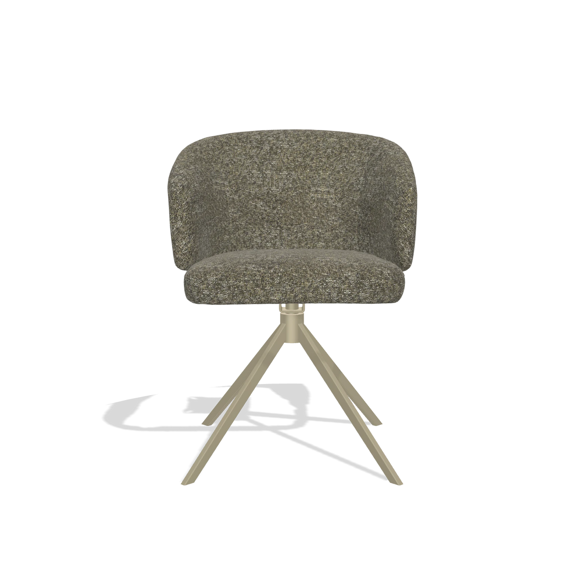Dining Chair Elise 6612 in Oasis 88 fabric (brown), champagne swivel base, front view
