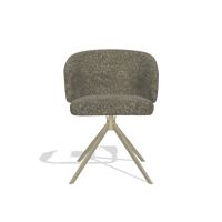 Dining Chair Elise 6612 in Oasis 88 fabric (brown), champagne swivel base, front view