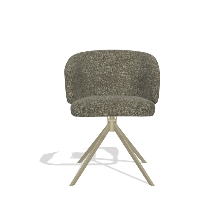 Dining Chair Elise 6612 in Oasis 88 fabric (brown), champagne swivel base, front view