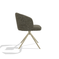 Dining Chair Elise 6612 in Oasis 88 fabric (brown), champagne swivel base, side view