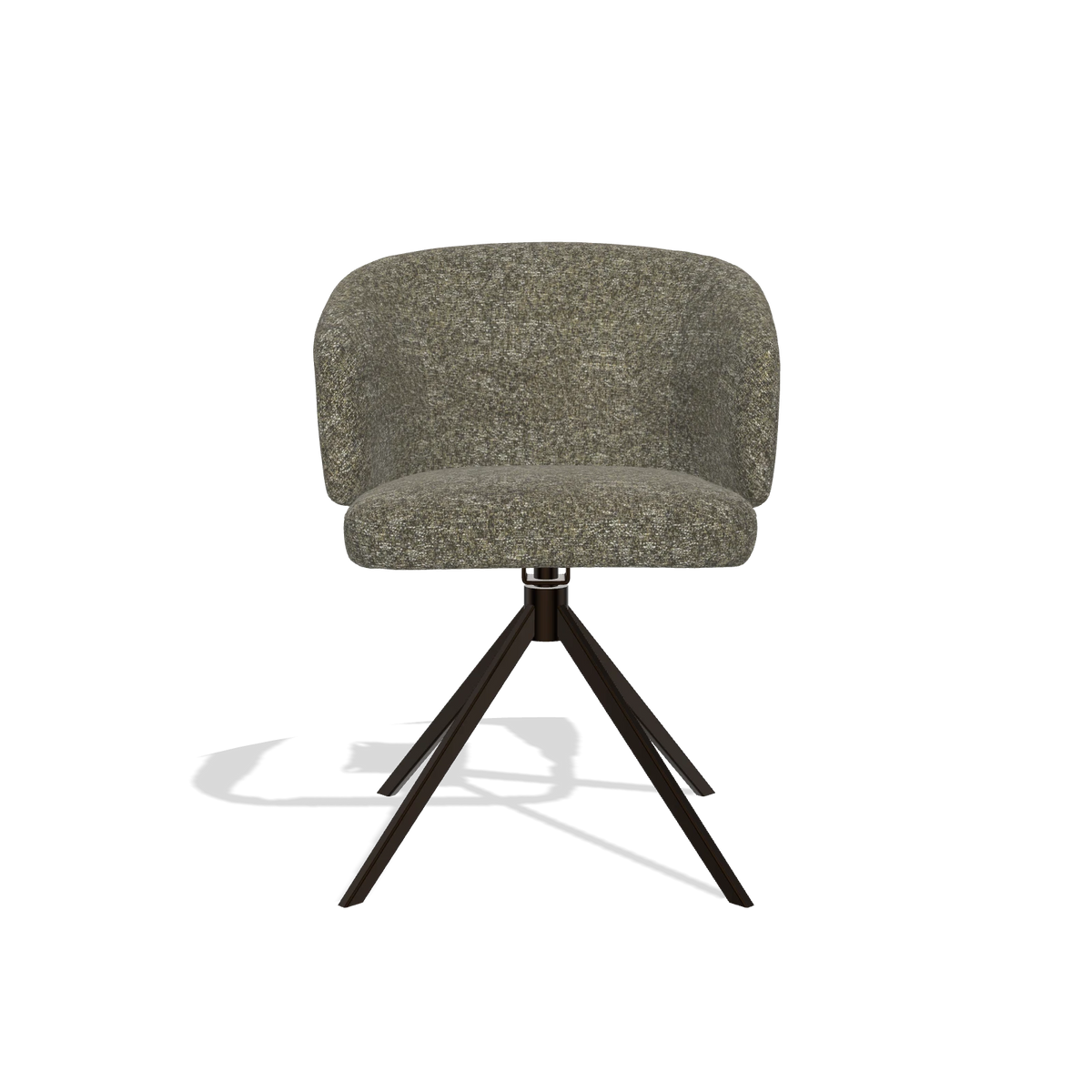 Dining Chair Elise 6612 in Oasis 88 fabric (brown), espresso swivel base, front view