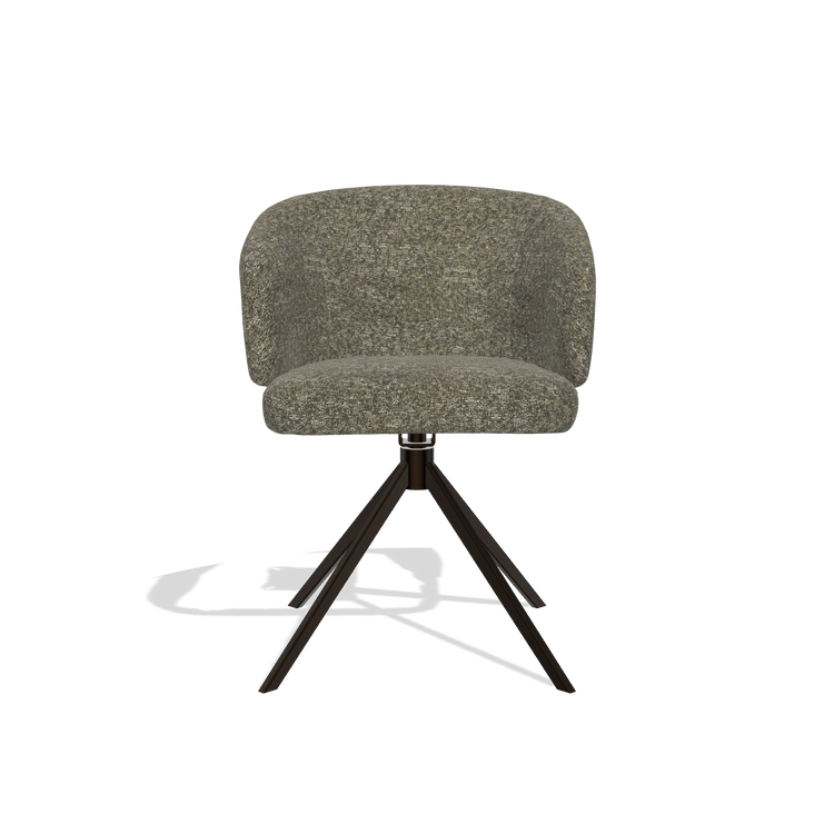 Dining Chair Elise 6612 in Oasis 88 fabric (brown), espresso swivel base, front view