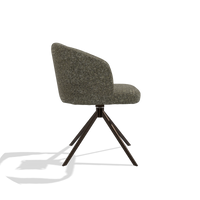 Dining Chair Elise 6612 in Oasis 88 fabric (brown), espresso swivel base, side view