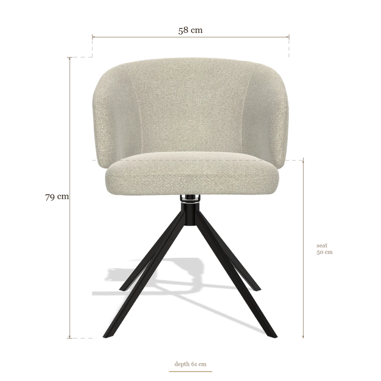 Sedia da pranzo Elise 6612, dimensioni 58 x 61 x 79 cm