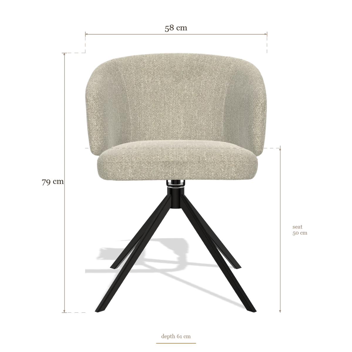 Sedia da pranzo Elise 6612, dimensioni 58 x 61 x 79 cm