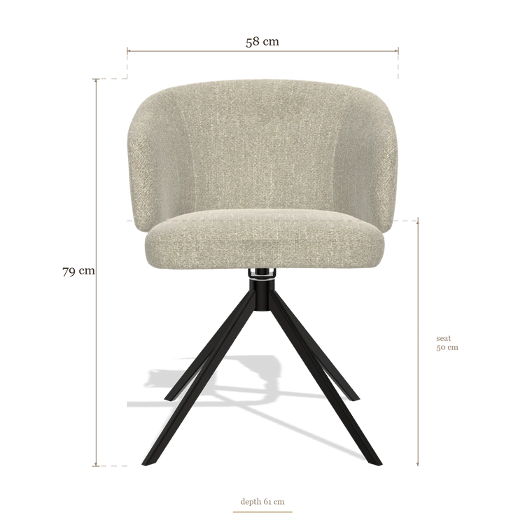 Sedia da pranzo Elise 6612, dimensioni 58 x 61 x 79 cm
