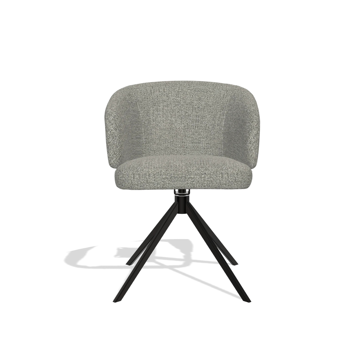 Chaise de salle à manger Elise 6612 en tissu Taurus 65 (taupe), pied pivotant en noir, vue de face
