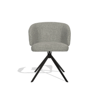 Chaise de salle à manger Elise 6612 en tissu Taurus 65 (taupe), pied pivotant en noir, vue de face