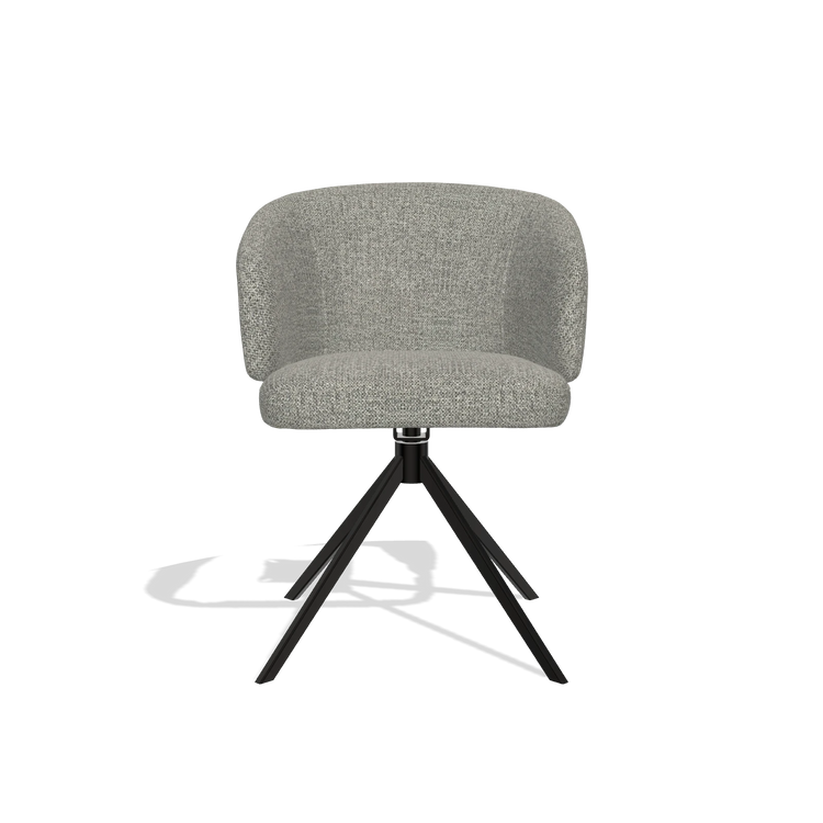 Chaise de salle à manger Elise 6612 en tissu Taurus 65 (taupe), pied pivotant en noir, vue de face