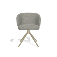 Chaise de salle à manger Elise 6612 en tissu Taurus 65 (taupe), pied pivotant en champagne, vue de face