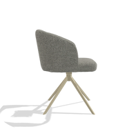 Chaise de salle à manger Elise 6612 en tissu Taurus 65 (taupe), pied pivotant en champagne, vue de profil