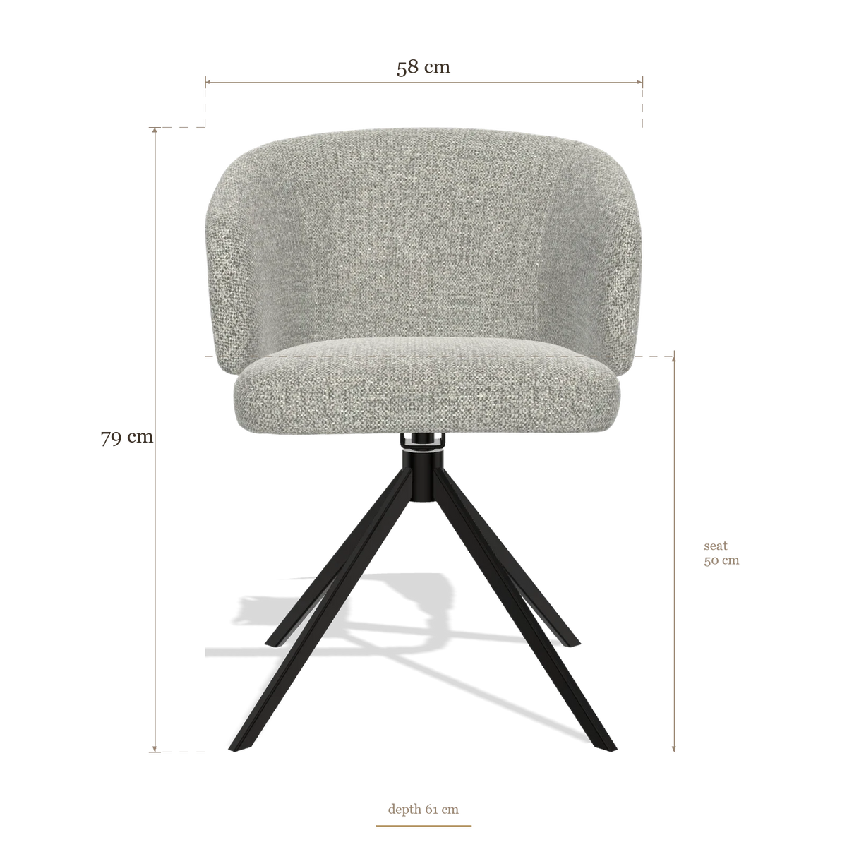 Chaise de salle à manger Elise 6612, dimensions 58 x 61 x 79 cm