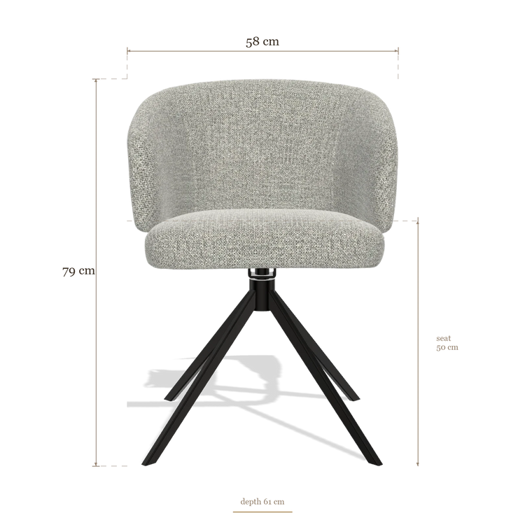Chaise de salle à manger Elise 6612, dimensions 58 x 61 x 79 cm