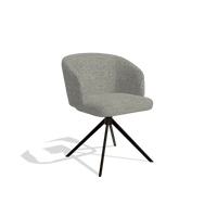 Chaise de salle à manger Elise 6612 en tissu Taurus 65 (taupe), pied pivotant en espresso, vue de trois-quarts