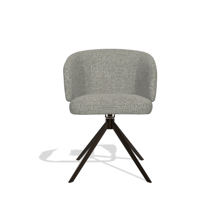 Chaise de salle à manger Elise 6612 en tissu Taurus 65 (taupe), pied pivotant en espresso, vue de face